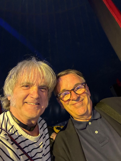 Sid Griffin and Chris Difford backstage at the Glastonbury Festival’s Acoustic Stage, June 30, 2024.